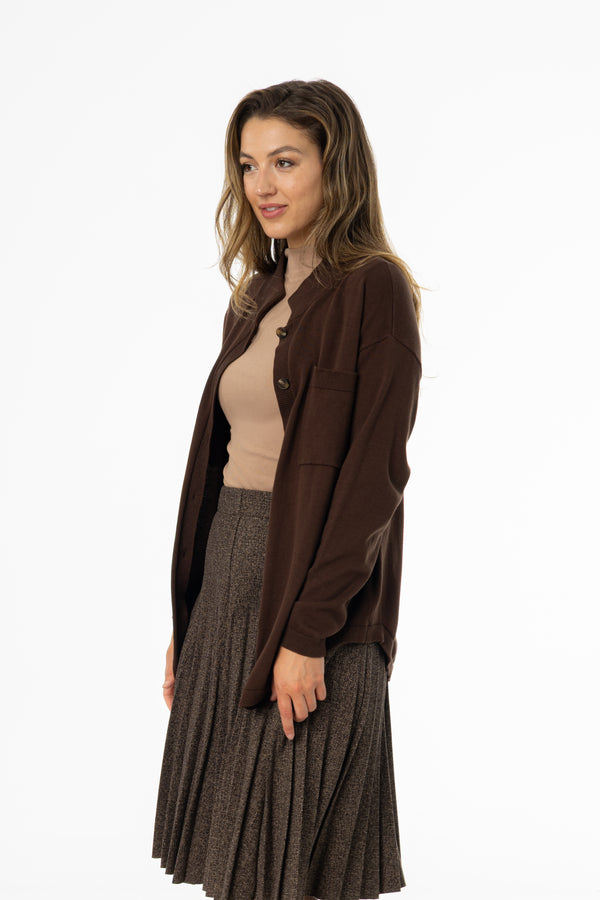 Brown Oversized Knit Cardigan