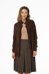 Brown Oversized Knit Cardigan