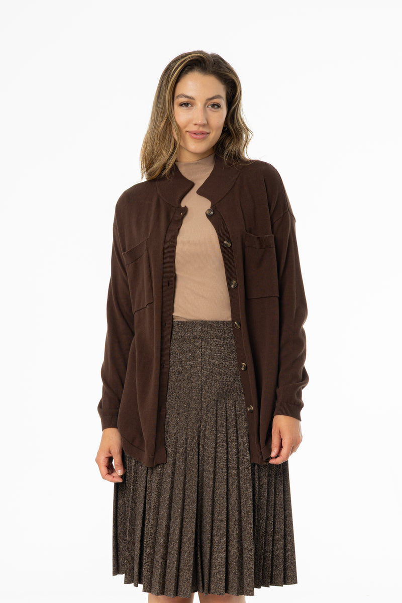 Brown Oversized Knit Cardigan