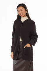 Brown Oversized Chunky Knit Hoodie Sweater