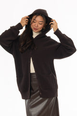 Brown Oversized Chunky Knit Hoodie Sweater