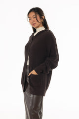 Brown Oversized Chunky Knit Hoodie Sweater