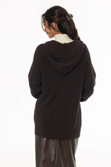 Brown Oversized Chunky Knit Hoodie Sweater