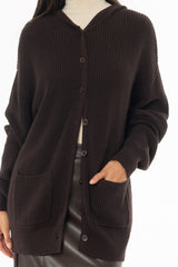 Brown Oversized Chunky Knit Hoodie Sweater
