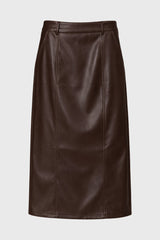 Brown Paneled Faux Leather Maxi Skirt