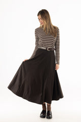Brown Paneled Wool Feel Maxi Skirt