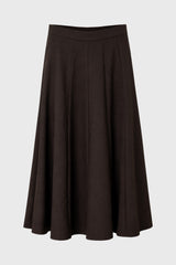 Brown Paneled Wool Feel Maxi Skirt