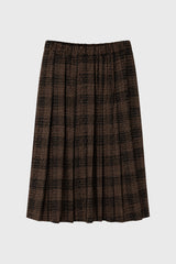 Brown Plaid Pleated Skirt