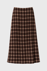 Brown Plaid Plisse Maxi Skirt