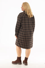 Brown Plaid Shirt Dress