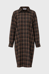 Brown Plaid Shirt Dress