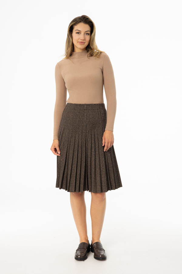 Brown Pleated Skirt