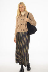 Brown Polka Dot Printed Slip Skirt