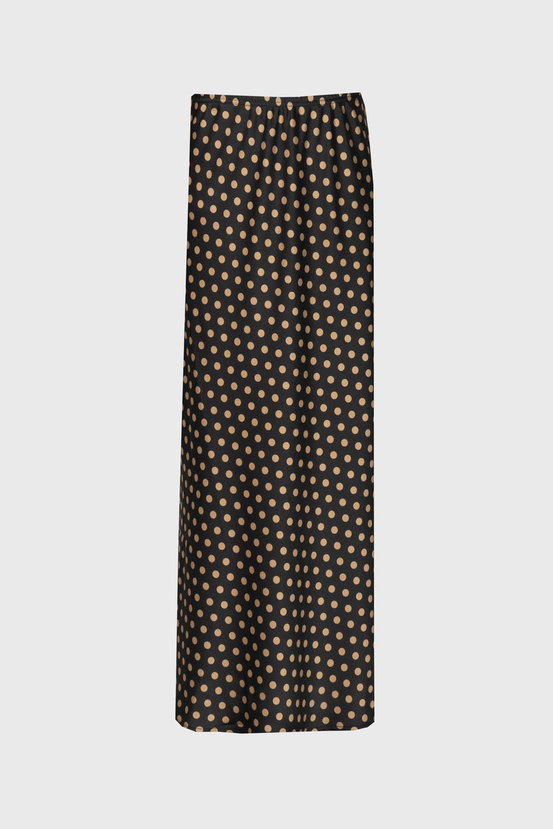 Brown Polka Dot Printed Slip Skirt