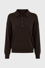 Brown Polo Thin Knit Sweater