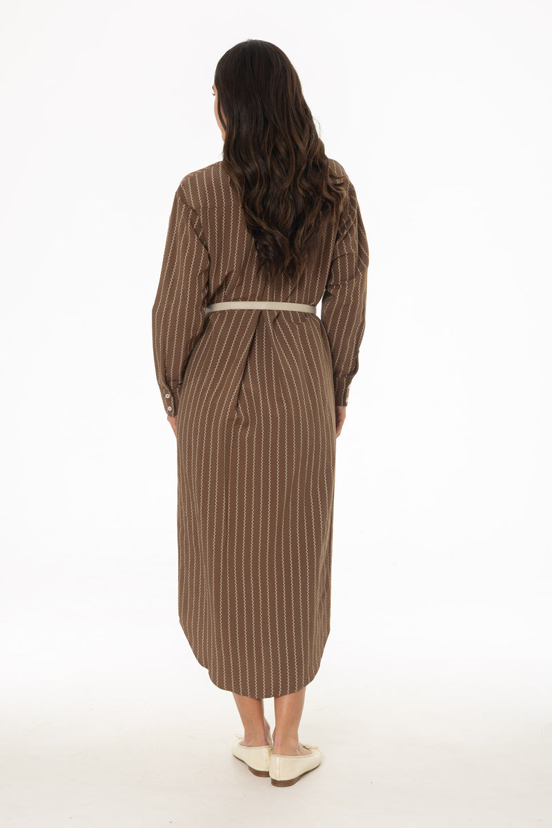 long brown shirt dress Vintage Brown Button-front Dress | Romantic Long Sleeve Midi | Soft Fabric, Cottagecore Charm