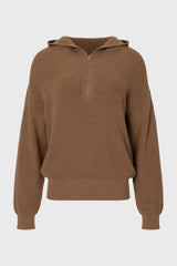 Tan Quarter Zip Hoodie Sweater