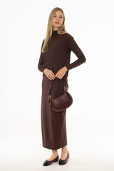 Brown Raglan Sleeve Maxi Dress