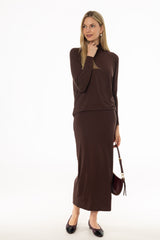 Brown Raglan Sleeve Maxi Dress