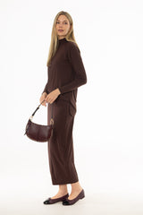 Brown Raglan Sleeve Maxi Dress