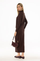 Brown Raglan Sleeve Maxi Dress