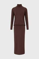 Brown Raglan Sleeve Maxi Dress
