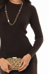 Brown Ribbed Knit Maxi Dress