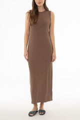 Brown Ribbed Maxi Jumper