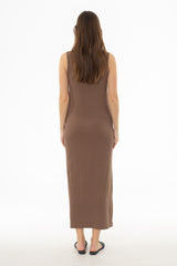 Brown Ribbed Maxi Jumper