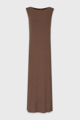 Brown Ribbed Maxi Jumper