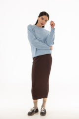 Brown Ribbed Skirt Legging