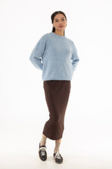 Brown Ribbed Skirt Legging