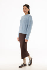 Brown Ribbed Skirt Legging