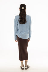Brown Ribbed Skirt Legging