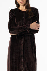 Brown Ribbed Velour Dress