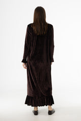 Brown Ribbed Velour Dress
