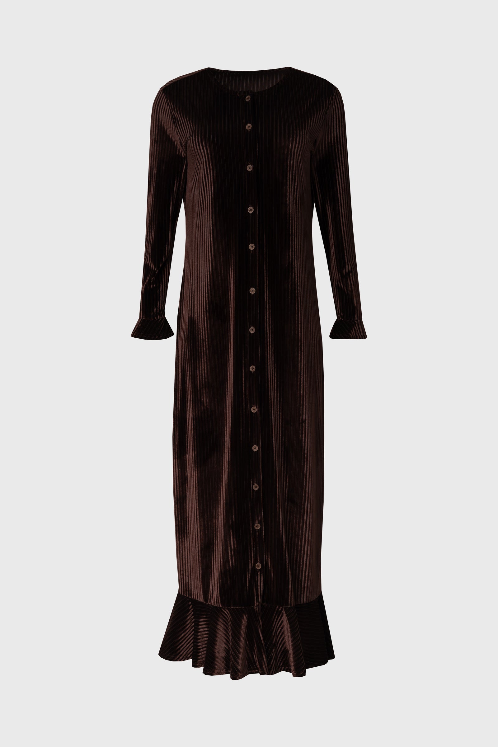Brown Ribbed Velour Dress – BLANK