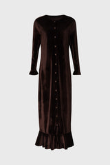 Brown Ribbed Velour Dress
