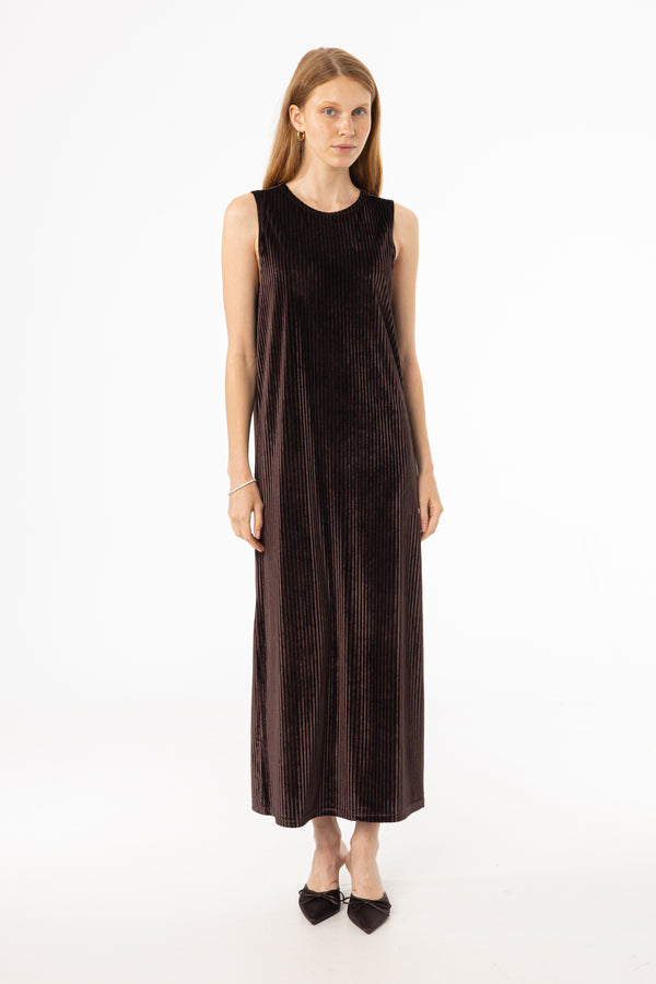 Brown Ribbed Velour Jumper