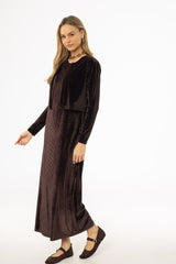 Brown Ribbed Velour Jumper