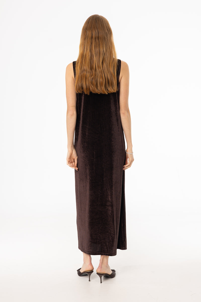Brown Ribbed Velour Jumper