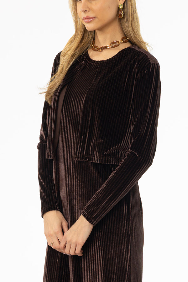 Brown Ribbed Velour Jumper