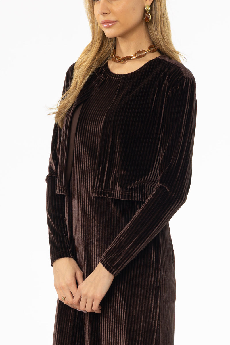Brown Ribbed Velour Jumper