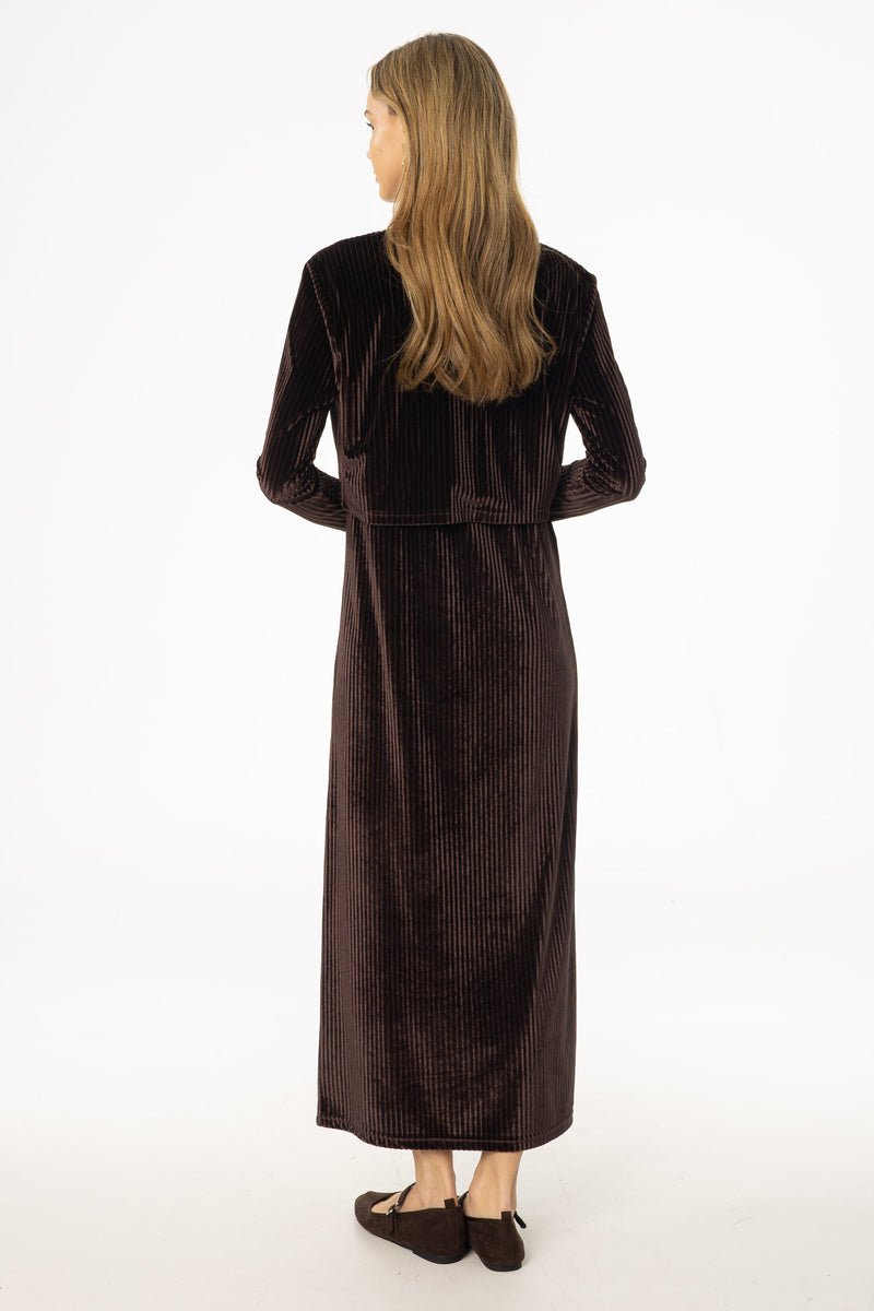 Brown Ribbed Velour Jumper