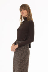 Brown Round Neck Tie Top