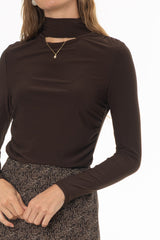 Brown Round Neck Tie Top