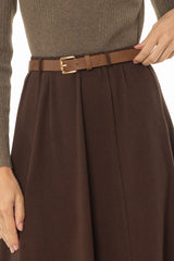 Brown Seam Detail Flowy Maxi Skirt