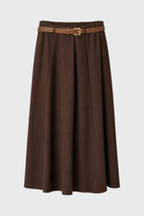 Brown Seam Detail Flowy Maxi Skirt