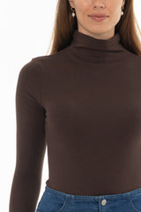 Brown Seamless Turtleneck Top