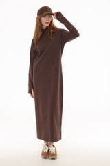 Brown Side Zipper Sweatshirt Dress